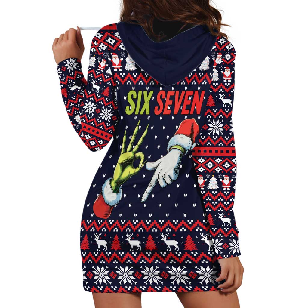 Grinch Hand Six Seven Xmas Hoodie Dress Meme Gen Alpha Slang - Wonder Print Shop