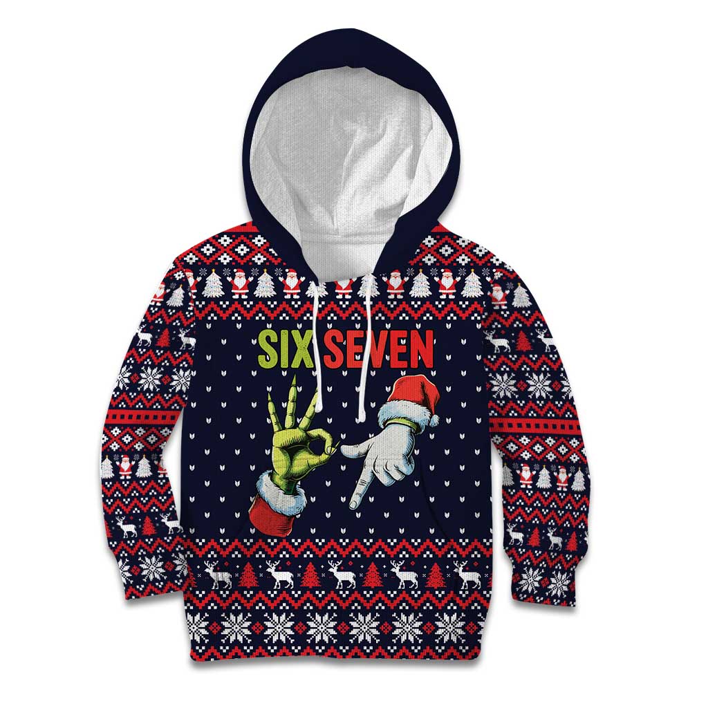 Grinch Hand Six Seven Xmas Kid Hoodie Meme Gen Alpha Slang - Wonder Print Shop