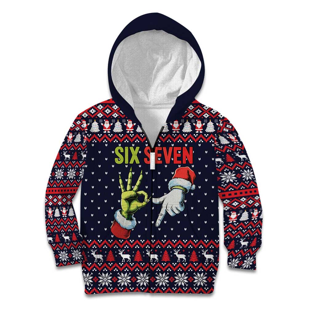 Grinch Hand Six Seven Xmas Kid Hoodie Meme Gen Alpha Slang - Wonder Print Shop