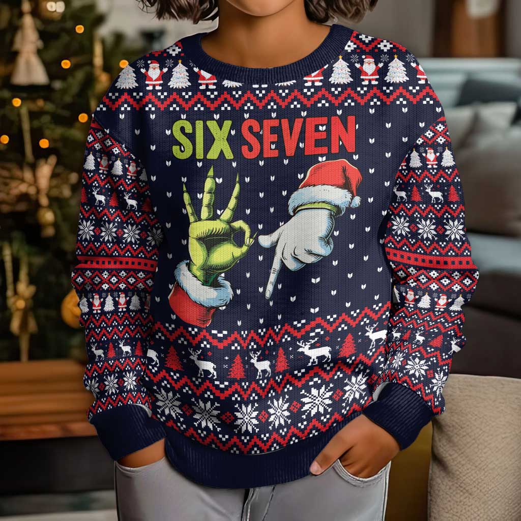 Grinch Hand Six Seven Xmas Kid Ugly Christmas Sweater Meme Gen Alpha Slang - Wonder Print Shop