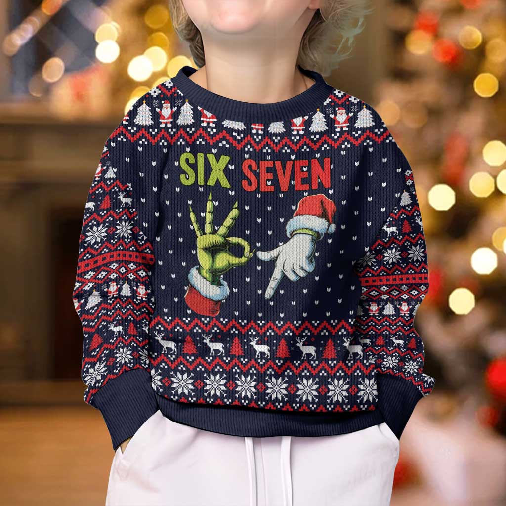 Grinch Hand Six Seven Xmas Kid Ugly Christmas Sweater Meme Gen Alpha Slang - Wonder Print Shop