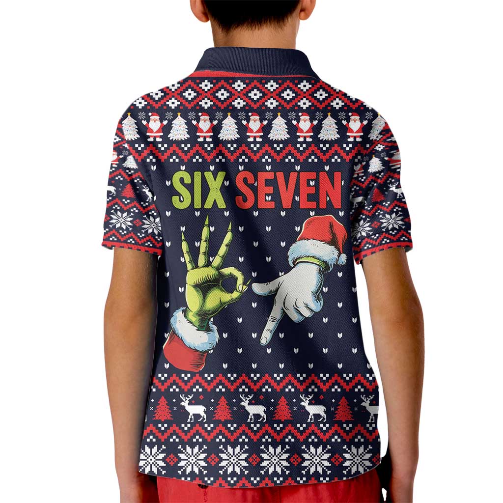 Grinch Hand Six Seven Xmas Kid Polo Shirt Meme Gen Alpha Slang - Wonder Print Shop