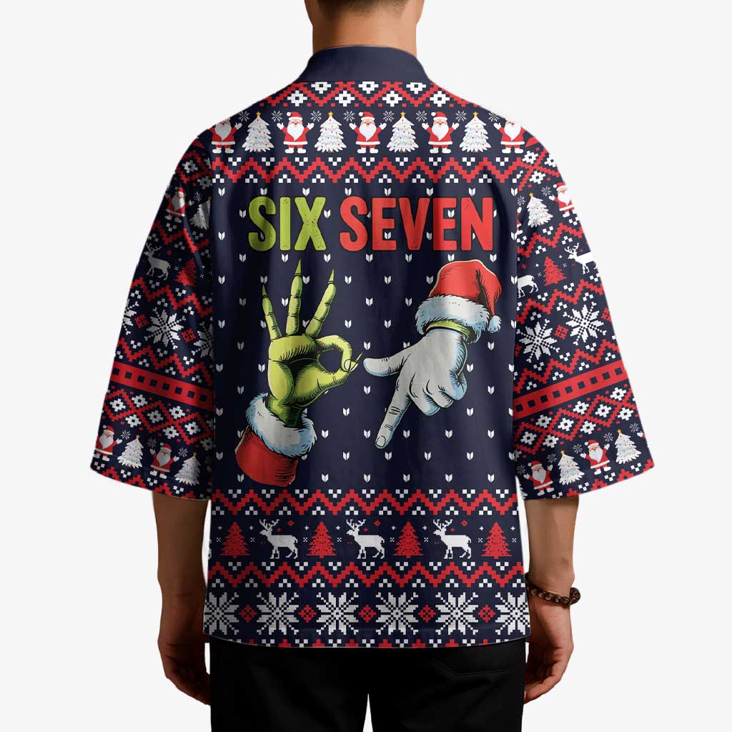 Grinch Hand Six Seven Xmas Kimono Meme Gen Alpha Slang - Wonder Print Shop