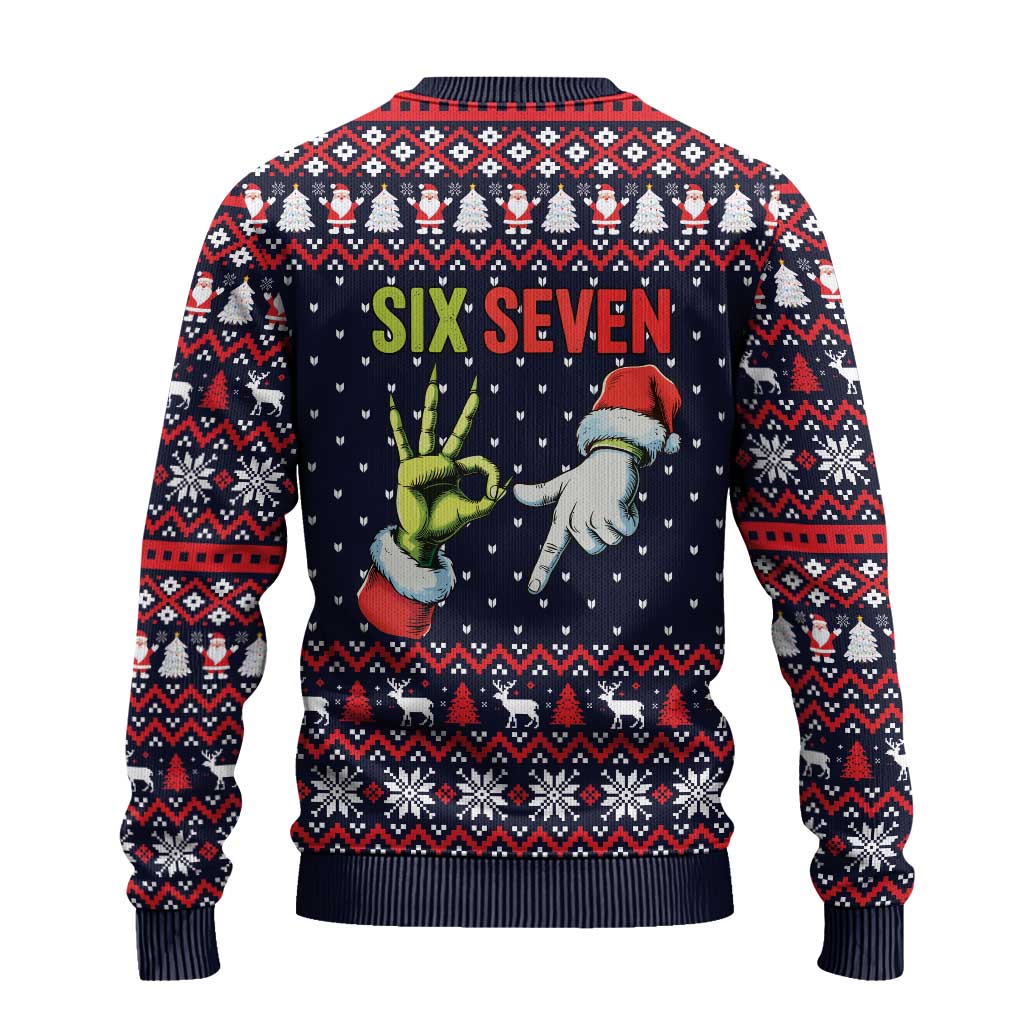 Grinch Hand Six Seven Xmas Ugly Christmas Sweater Meme Gen Alpha Slang - Wonder Print Shop