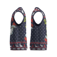 Grinch Hand Six Seven Xmas Christmas Knitted V-Neck Vest Meme Gen Alpha Slang - Wonder Print Shop