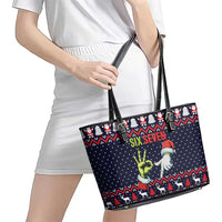 Grinch Hand Six Seven Xmas Leather Tote Bag Meme Gen Alpha Slang - Wonder Print Shop