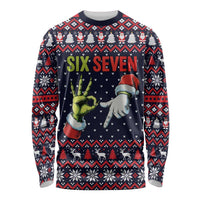 Grinch Hand Six Seven Xmas Long Sleeve Shirt Meme Gen Alpha Slang - Wonder Print Shop