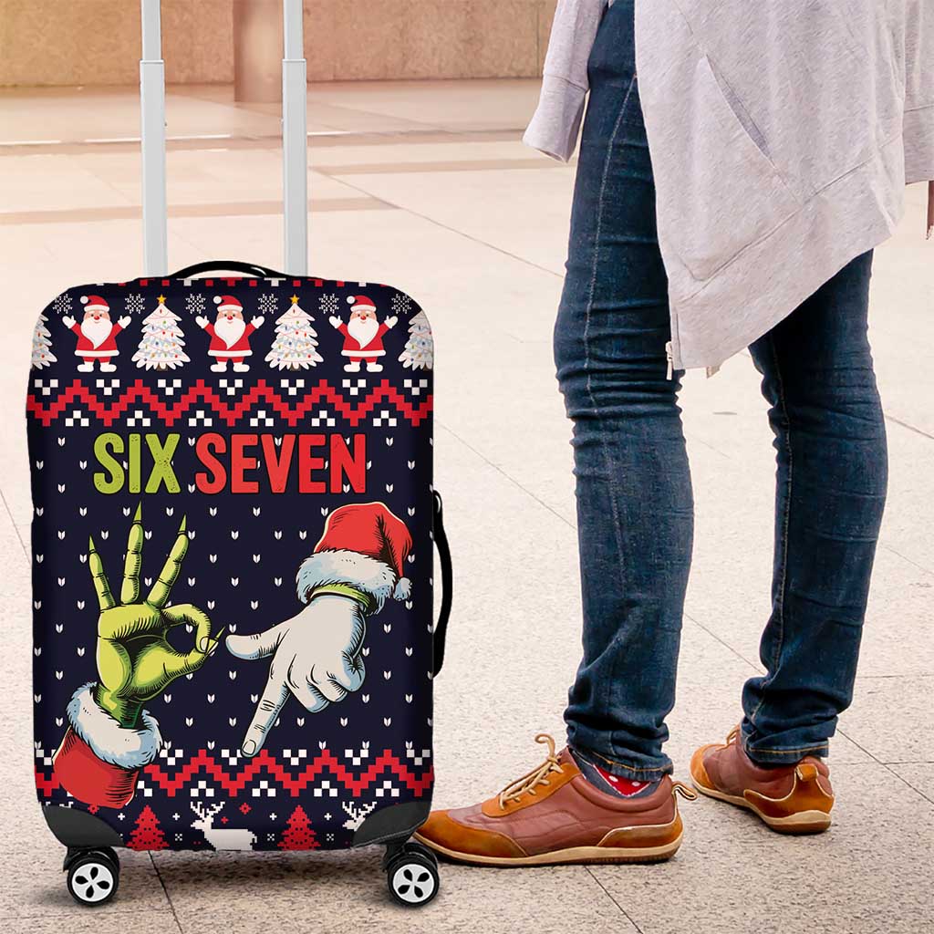 Grinch Hand Six Seven Xmas Luggage Cover Meme Gen Alpha Slang - Wonder Print Shop