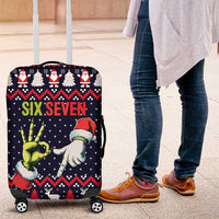 Grinch Hand Six Seven Xmas Luggage Cover Meme Gen Alpha Slang - Wonder Print Shop