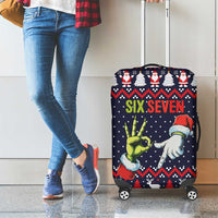 Grinch Hand Six Seven Xmas Luggage Cover Meme Gen Alpha Slang - Wonder Print Shop