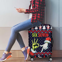 Grinch Hand Six Seven Xmas Luggage Cover Meme Gen Alpha Slang - Wonder Print Shop