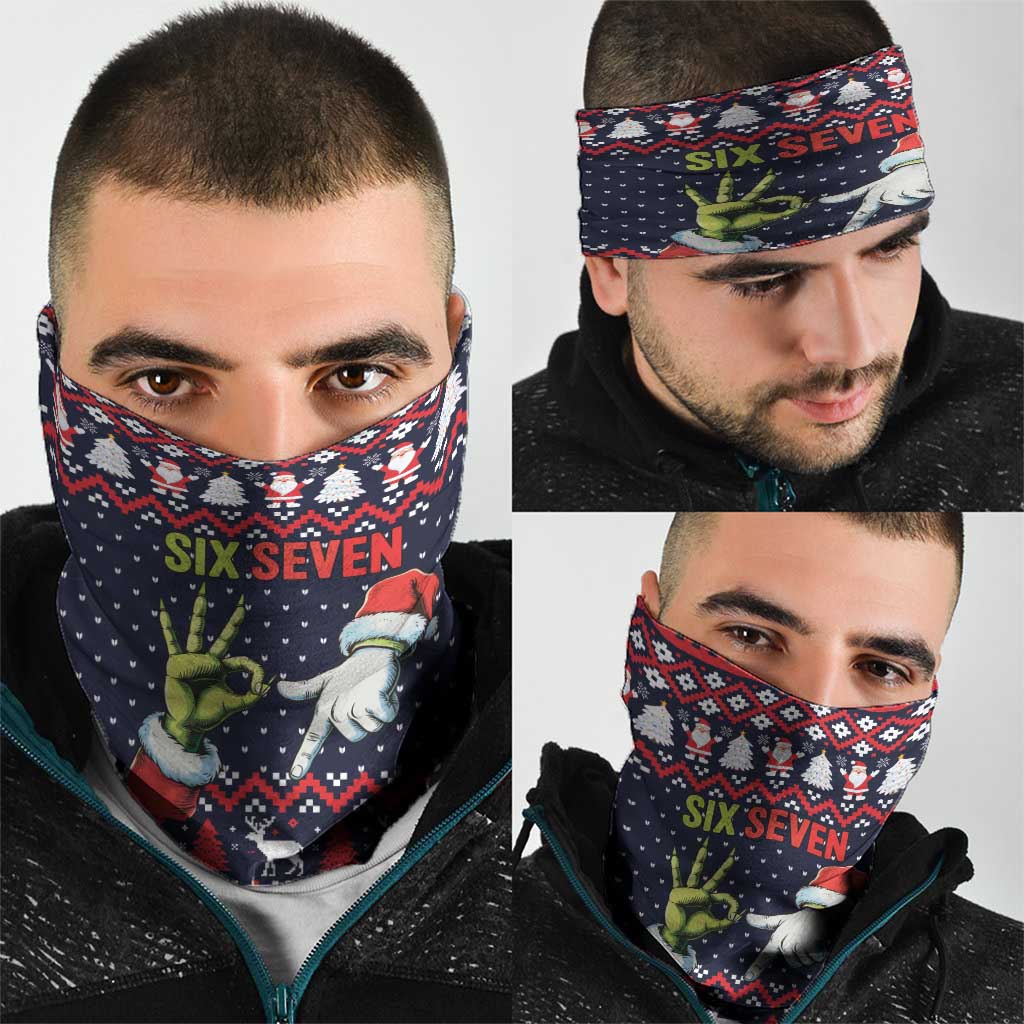 Grinch Hand Six Seven Xmas Neck Gaiter Meme Gen Alpha Slang - Wonder Print Shop