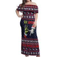Grinch Hand Six Seven Xmas Off Shoulder Maxi Dress Meme Gen Alpha Slang - Wonder Print Shop
