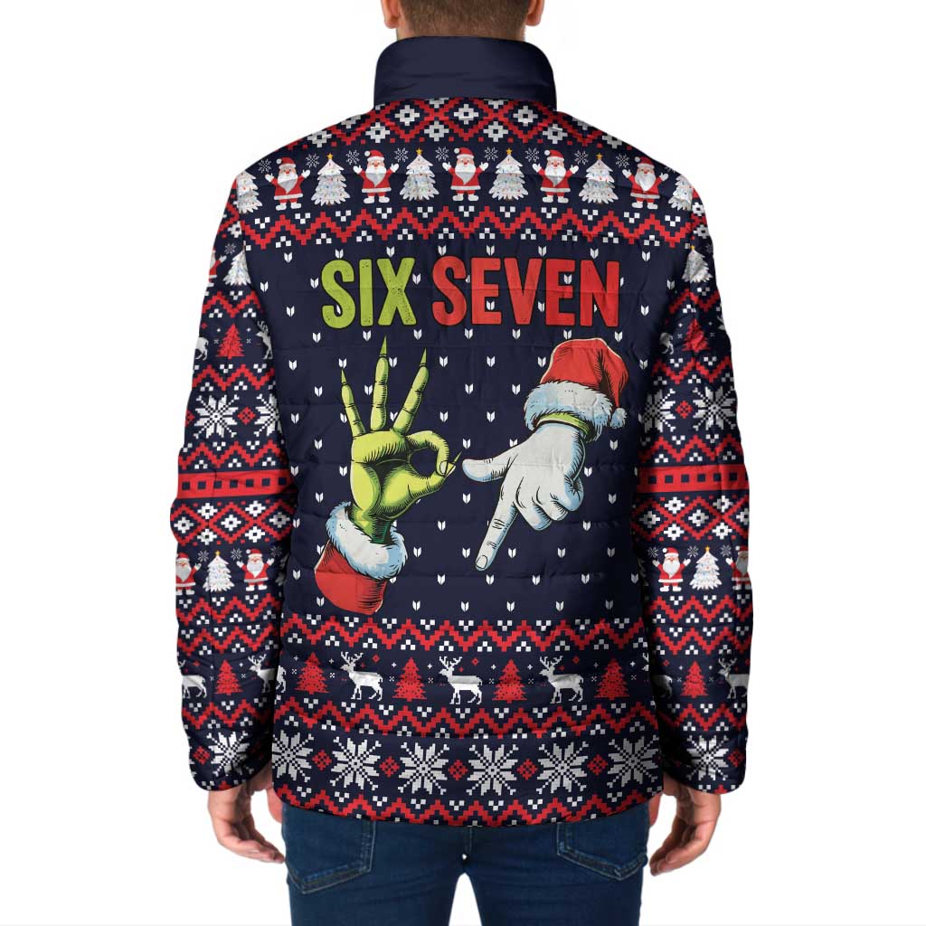 Grinch Hand Six Seven Xmas Padded Jacket Meme Gen Alpha Slang - Wonder Print Shop