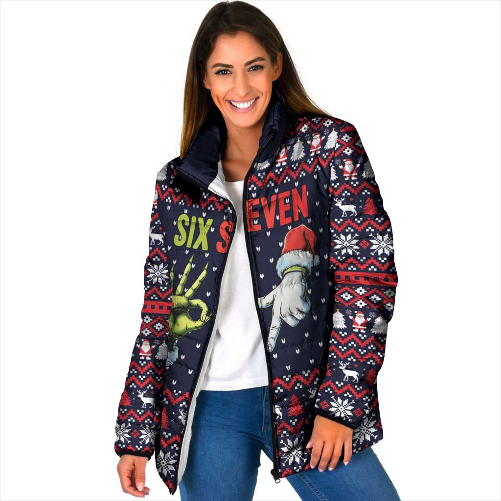 Grinch Hand Six Seven Xmas Padded Jacket Meme Gen Alpha Slang - Wonder Print Shop