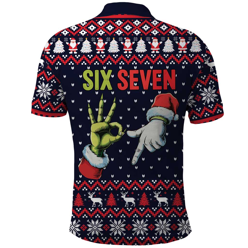 Grinch Hand Six Seven Xmas Polo Shirt Meme Gen Alpha Slang - Wonder Print Shop