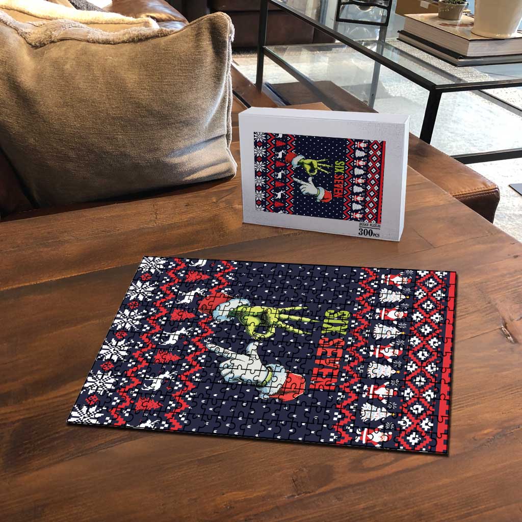 Grinch Hand Six Seven Xmas Puzzle Meme Gen Alpha Slang - Wonder Print Shop