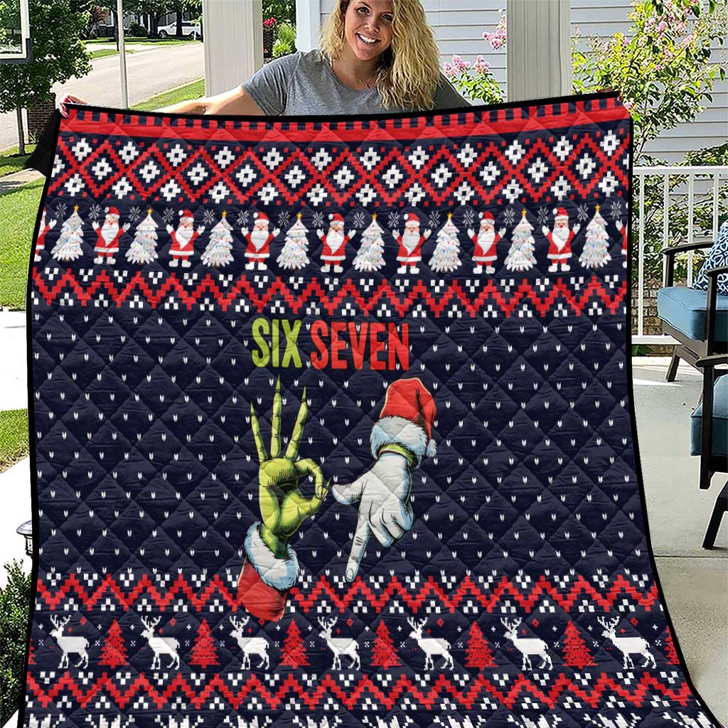 Grinch Hand Six Seven Xmas Quilt Meme Gen Alpha Slang - Wonder Print Shop