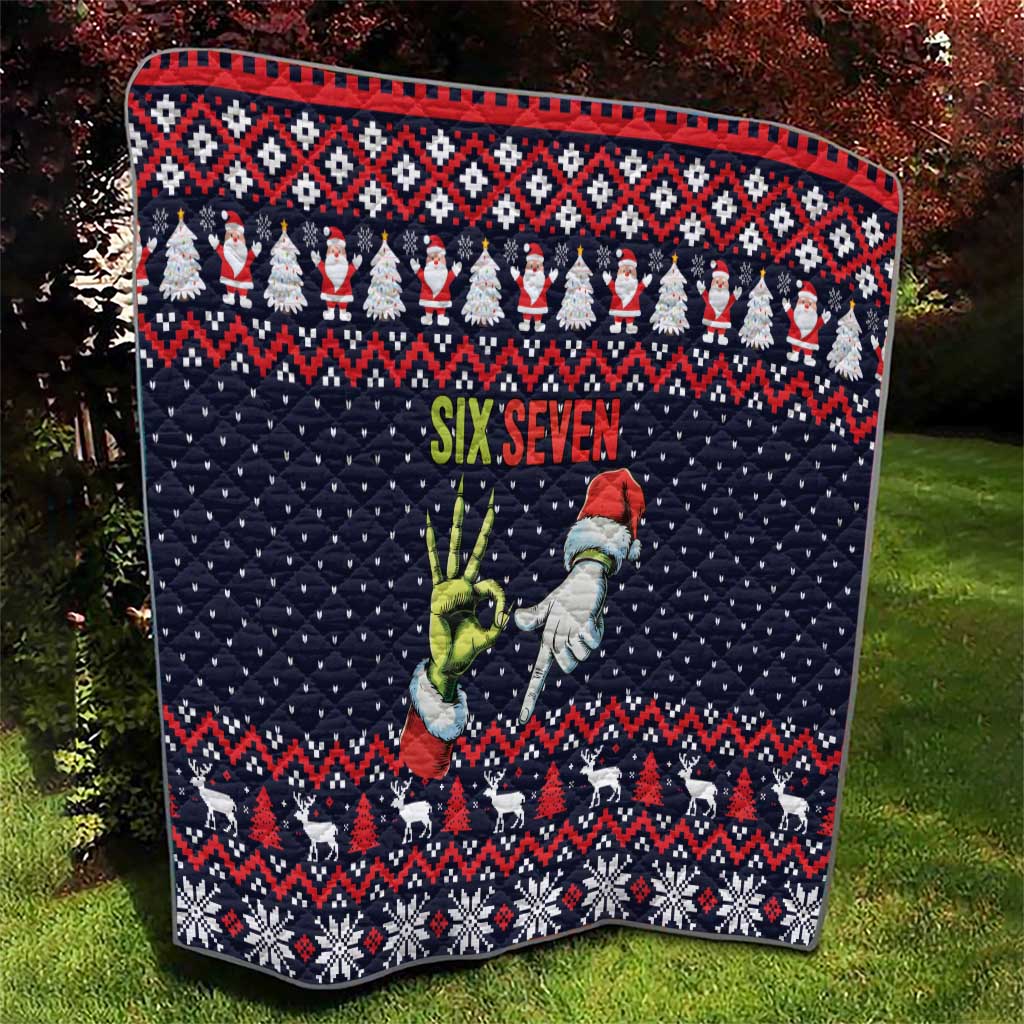 Grinch Hand Six Seven Xmas Quilt Meme Gen Alpha Slang - Wonder Print Shop