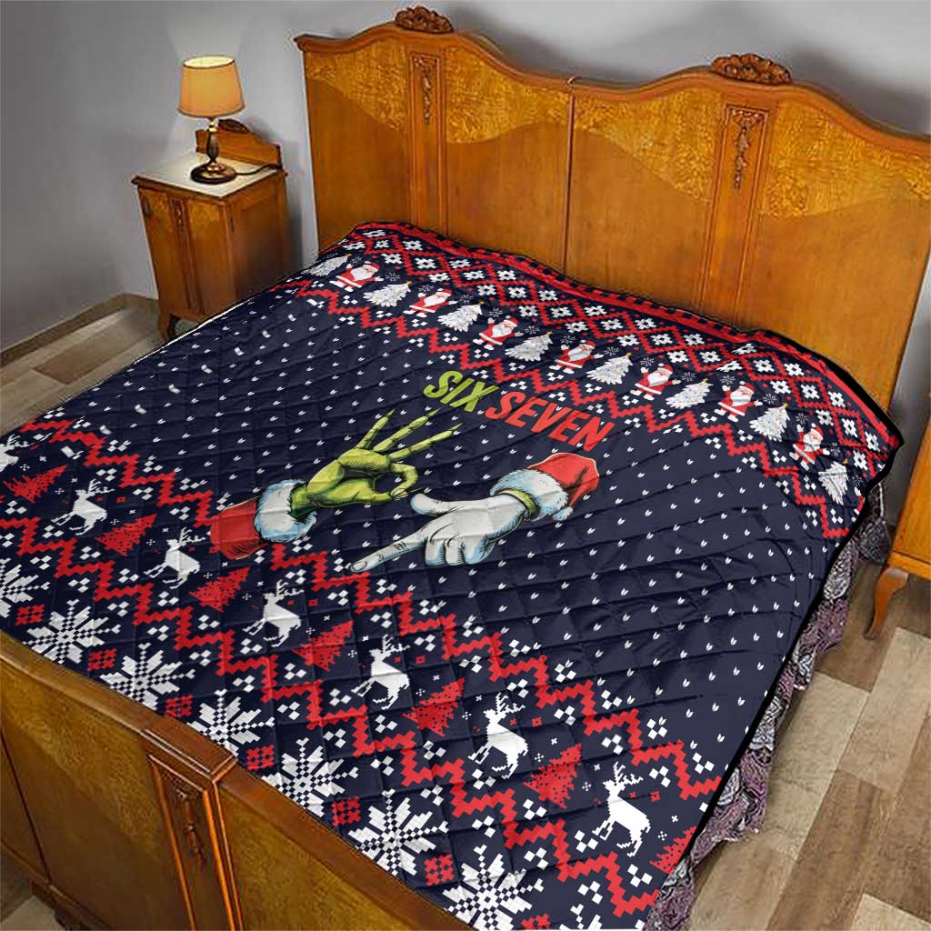 Grinch Hand Six Seven Xmas Quilt Meme Gen Alpha Slang - Wonder Print Shop