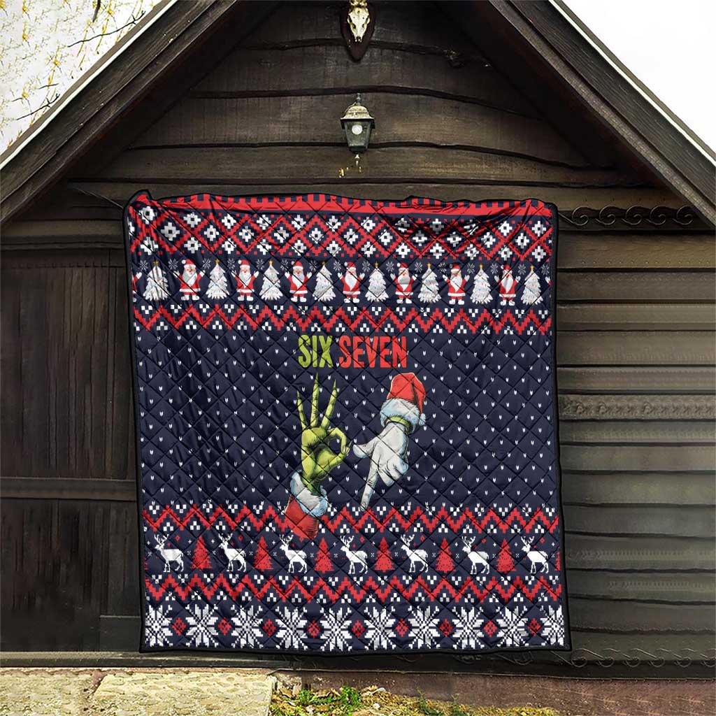 Grinch Hand Six Seven Xmas Quilt Meme Gen Alpha Slang - Wonder Print Shop