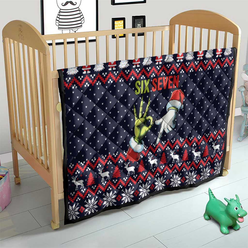 Grinch Hand Six Seven Xmas Quilt Meme Gen Alpha Slang - Wonder Print Shop
