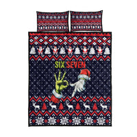 Grinch Hand Six Seven Xmas Quilt Bed Set Meme Gen Alpha Slang - Wonder Print Shop