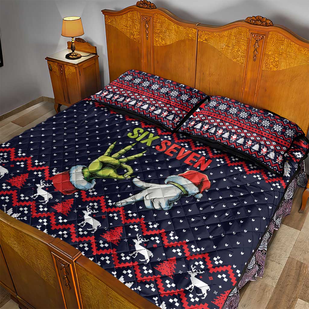 Grinch Hand Six Seven Xmas Quilt Bed Set Meme Gen Alpha Slang - Wonder Print Shop