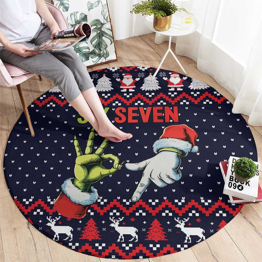 Grinch Hand Six Seven Xmas Round Carpet Meme Gen Alpha Slang - Wonder Print Shop