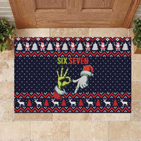 Grinch Hand Six Seven Xmas Rubber Doormat Meme Gen Alpha Slang - Wonder Print Shop