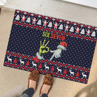 Grinch Hand Six Seven Xmas Rubber Doormat Meme Gen Alpha Slang - Wonder Print Shop