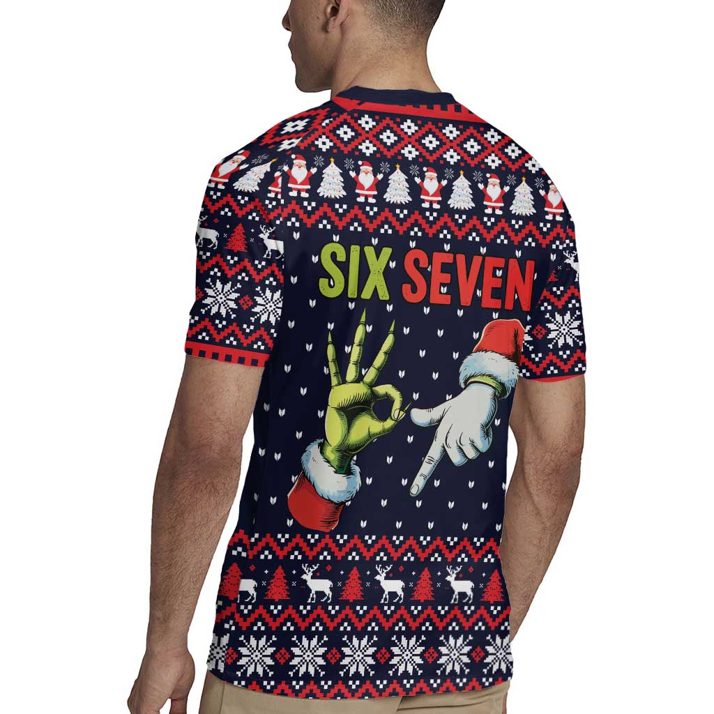 Grinch Hand Six Seven Xmas Rugby Jersey Meme Gen Alpha Slang - Wonder Print Shop