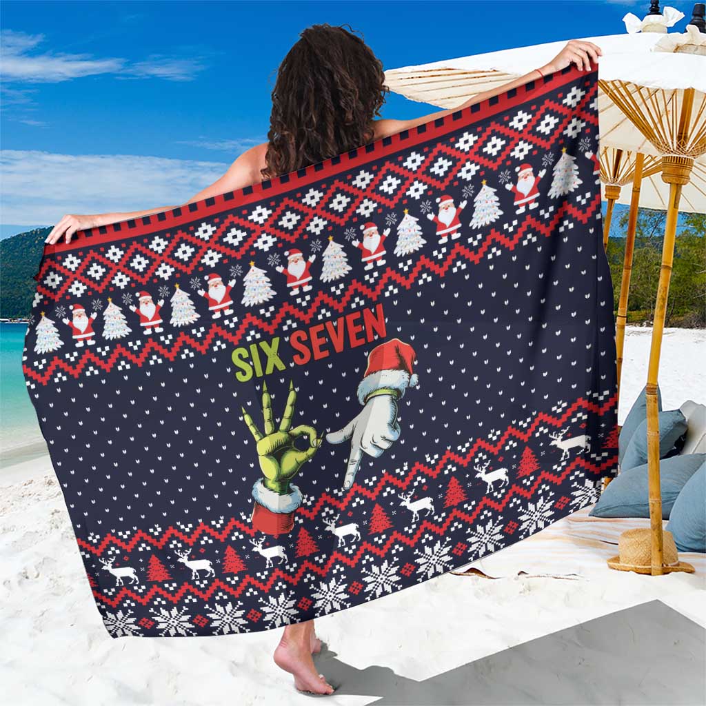 Grinch Hand Six Seven Xmas Sarong Meme Gen Alpha Slang - Wonder Print Shop