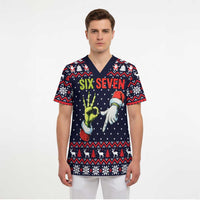 Grinch Hand Six Seven Xmas Scrub Top Meme Gen Alpha Slang - Wonder Print Shop