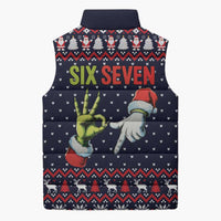 Grinch Hand Six Seven Xmas Sleeveless Puffer Jacket Meme Gen Alpha Slang - Wonder Print Shop