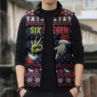 Grinch Hand Six Seven Xmas Sleeveless Puffer Jacket Meme Gen Alpha Slang - Wonder Print Shop