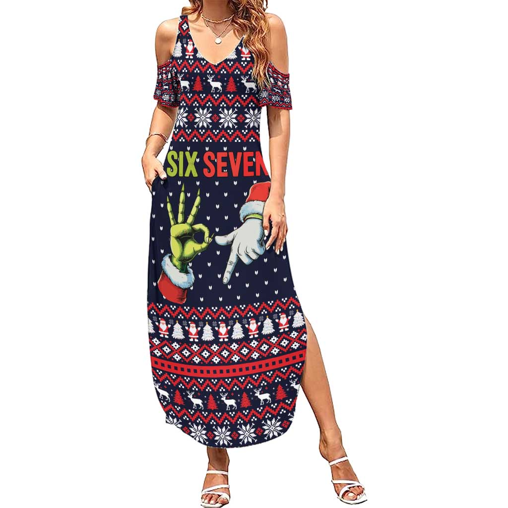 Grinch Hand Six Seven Xmas Summer Maxi Dress Meme Gen Alpha Slang - Wonder Print Shop