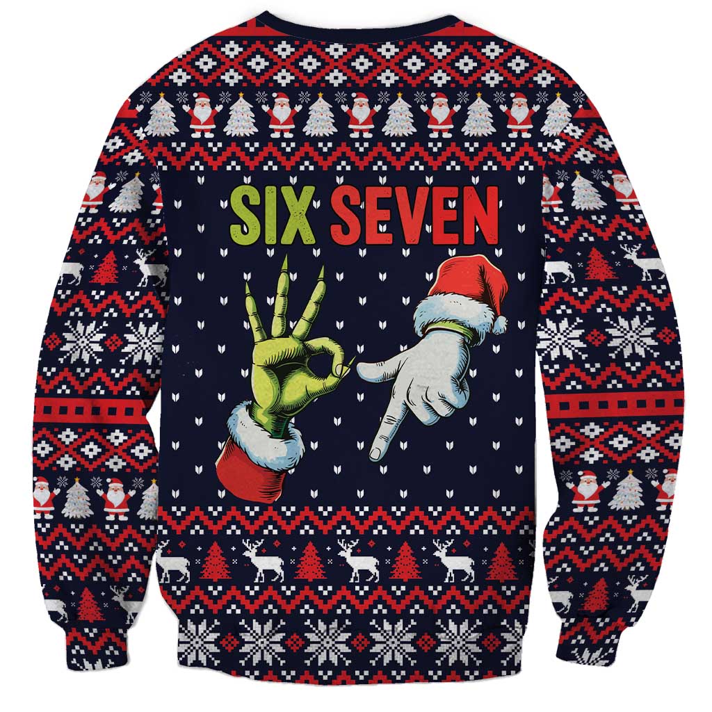 Grinch Hand Six Seven Xmas Sweatshirt Meme Gen Alpha Slang - Wonder Print Shop
