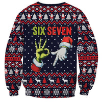 Grinch Hand Six Seven Xmas Sweatshirt Meme Gen Alpha Slang - Wonder Print Shop