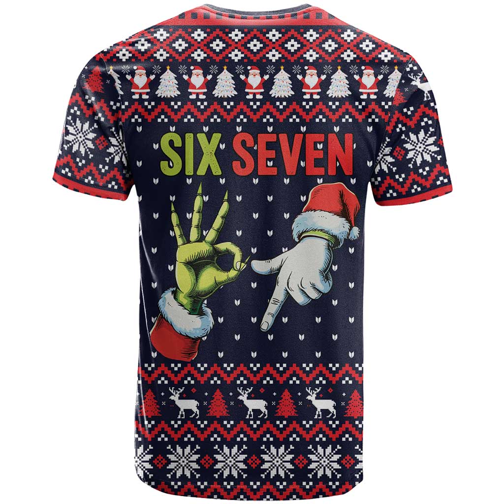 Grinch Hand Six Seven Xmas T Shirt Meme Gen Alpha Slang - Wonder Print Shop