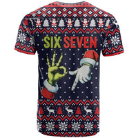 Grinch Hand Six Seven Xmas T Shirt Meme Gen Alpha Slang - Wonder Print Shop