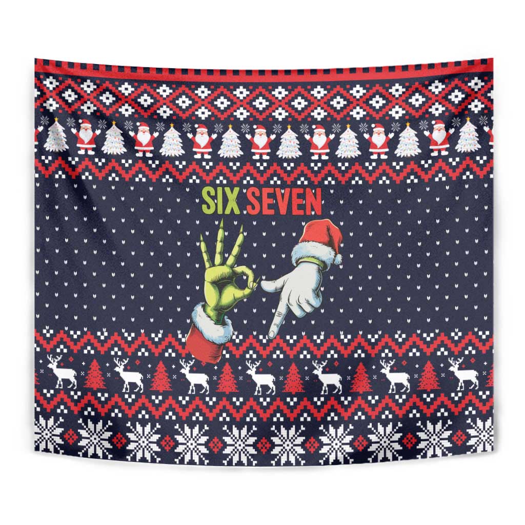 Grinch Hand Six Seven Xmas Tapestry Meme Gen Alpha Slang - Wonder Print Shop