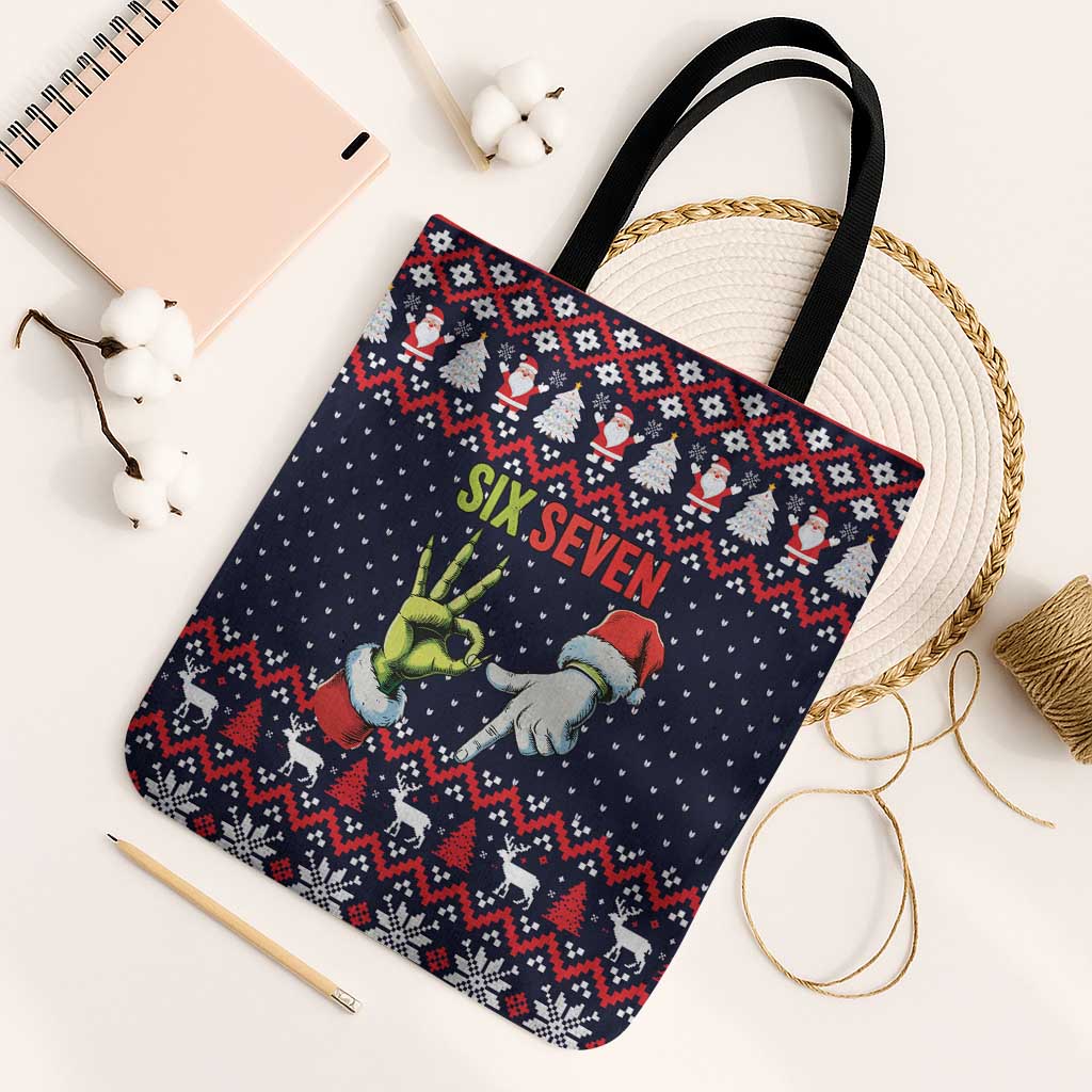 Grinch Hand Six Seven Xmas Tote Bag Meme Gen Alpha Slang - Wonder Print Shop