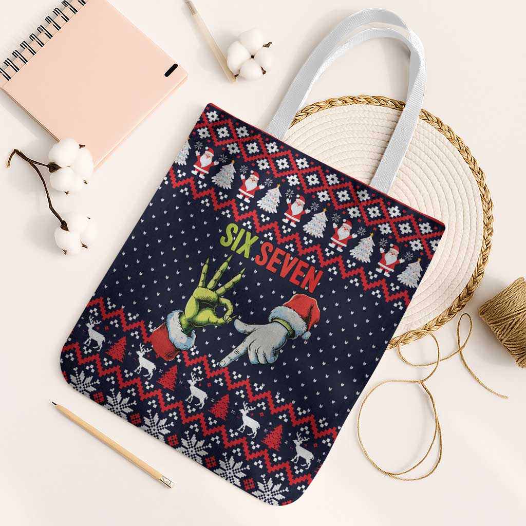 Grinch Hand Six Seven Xmas Tote Bag Meme Gen Alpha Slang - Wonder Print Shop