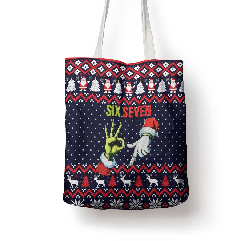 Grinch Hand Six Seven Xmas Tote Bag Meme Gen Alpha Slang - Wonder Print Shop
