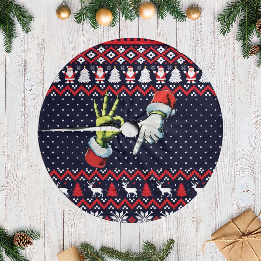 Grinch Hand Six Seven Xmas Tree Skirt Meme Gen Alpha Slang - Wonder Print Shop