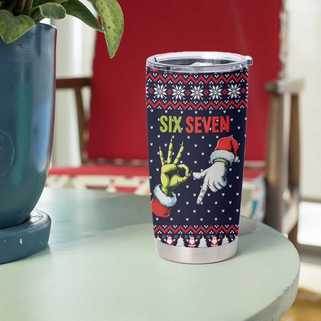 Grinch Hand Six Seven Xmas Tumbler Cup Meme Gen Alpha Slang - Wonder Print Shop