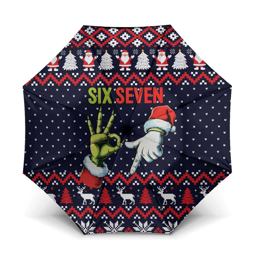 Grinch Hand Six Seven Xmas Umbrella Meme Gen Alpha Slang - Wonder Print Shop