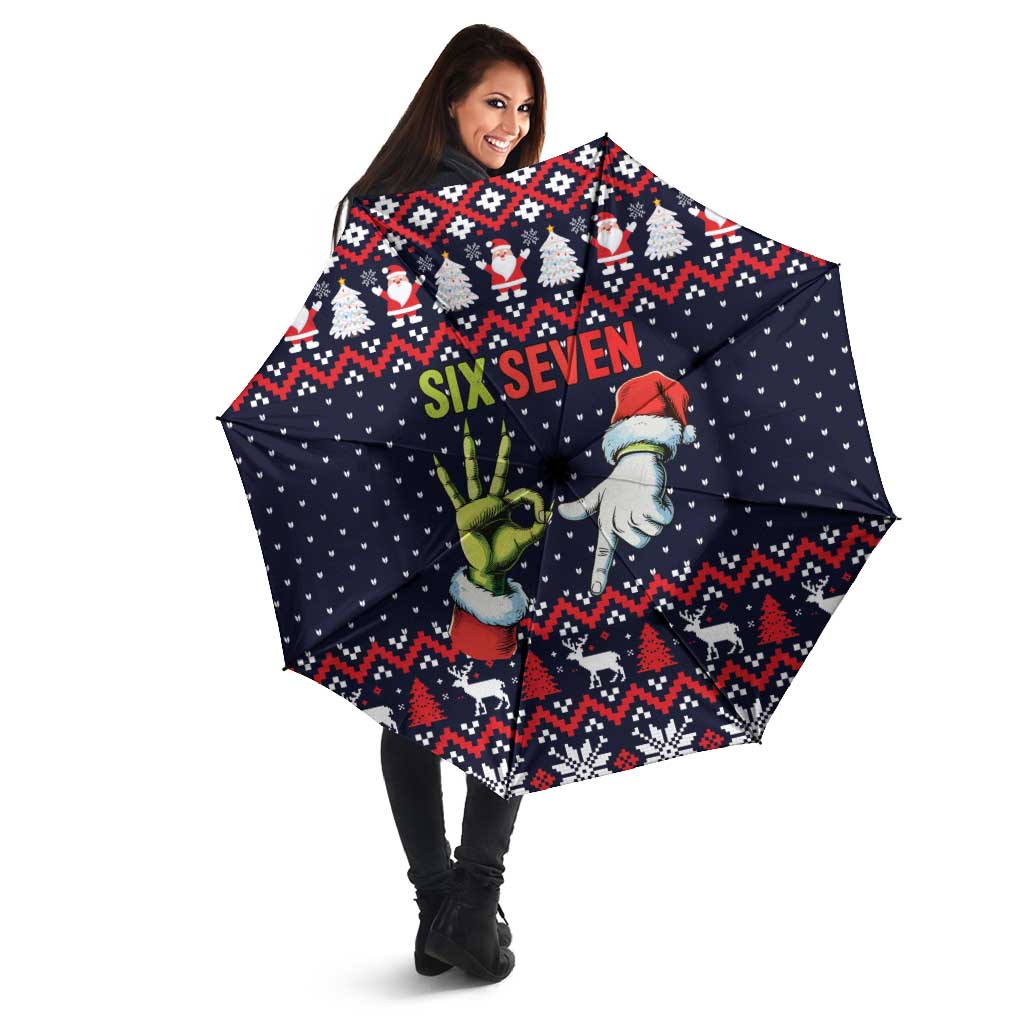 Grinch Hand Six Seven Xmas Umbrella Meme Gen Alpha Slang - Wonder Print Shop