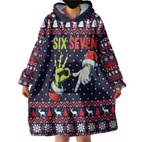 Grinch Hand Six Seven Xmas Wearable Blanket Hoodie Meme Gen Alpha Slang - Wonder Print Shop
